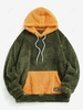 ZAFUL Colorblock Kangaroo Pocket Fluffy Hoodie Xl Deep green
