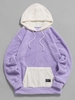 ZAFUL Colorblock Kangaroo Pocket Fluffy Hoodie Xl Light purple