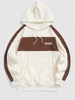 ZAFUL Colorblock Letter Embroidery Polar Fleece Fluffy Hoodie Xxl White