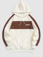 ZAFUL Colorblock Letter Embroidery Polar Fleece Fluffy Hoodie Xxl White