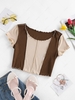 ZAFUL Colorblock Lettuce Trim Crop T Shirt S