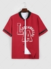 ZAFUL Colorblock LOS ANGELES Printed Graphic Streetwear Baseball Shirt Xxl Red