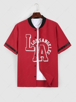 ZAFUL Colorblock LOS ANGELES Printed Graphic Streetwear Baseball Shirt Xxl Red