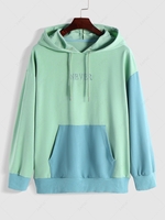ZAFUL Colorblock NEVER Embroidered Hoodie Xxl Light green