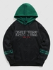 ZAFUL Colorblock NEW YORK Embroider Fleece-lined Hoodie S Black