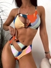 ZAFUL Colorblock O Ring Cutout Bikini Swimwear S