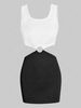 ZAFUL Colorblock O Ring Cutout Waist Slinky Dress Xl White