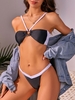 ZAFUL Colorblock O Ring High Leg Bikini Swimwear S Black