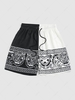 ZAFUL Colorblock Paisley Printed Drawstring Casual Shorts Xl White