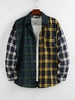 ZAFUL Colorblock Plaid Patchwork Pocket Shirt S Multi b