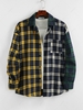 ZAFUL Colorblock Plaid Patchwork Pocket Shirt S Multi c