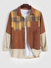 ZAFUL Colorblock Plaid Spliced Long Sleeves Shirt Xl Coffee