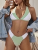 ZAFUL Colorblock Plunging Cheeky Bikini Swimwear M Light green