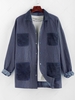ZAFUL Colorblock Pocket Patch Pinstripe Shirt Jacket Xl