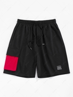ZAFUL Colorblock Pocket Patched Drawstring Sweatshorts Xxl Black
