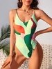 ZAFUL Colorblock Printed High Cut One-piece Swimsuit M Multi a