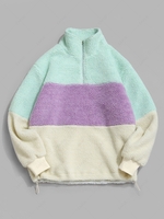 ZAFUL Colorblock Quarter Zip Fleece Teddy Sweatshirt 2xl
