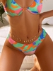 ZAFUL Colorblock Ribbed Bikini Bottom L Light green