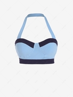ZAFUL Colorblock Ribbed Bustier Corset Crop Top S Light blue