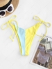 ZAFUL Colorblock Side Tied High Rise Tanga Bikini Bottom L