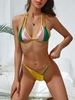 ZAFUL Colorblock Silky Strappy High Cut Bikini Swimwear L Multi a
