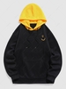 ZAFUL Colorblock Smile Face Embroidered Fleece-lined Hoodie M Yellow