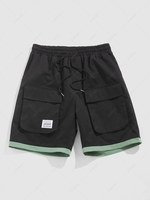 ZAFUL Colorblock Streetwear Cargo Shorts Xl Black