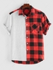 ZAFUL Colorblock Striped Plaid Spliced Two Tone Shirt S