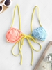ZAFUL Colorblock Tie Front Contrast Strap Bikini Top L