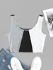 ZAFUL Colorblock Topstitching Crop Tank Top M Black
