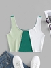 ZAFUL Colorblock Topstitching Crop Tank Top Xl Green