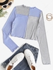 ZAFUL Colorblock Topstitching Patchwork Cropped T Shirt M Sky blue