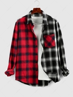 ZAFUL Colorblock Two Tone Plaid Shirt S