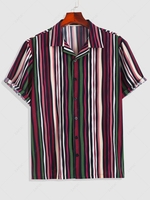 ZAFUL Colorblock Vertical Striped Pattern Turndown Collar Shirt L