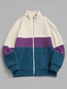 ZAFUL Colorblock Zip Up Fuzzy Fleece Pocket Teddy Jacket 2xl
