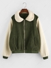 ZAFUL Colorblock Zip Up Teddy Jacket L