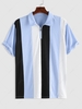 ZAFUL Colorblock Zipper Design Polo T-shirt S Light blue