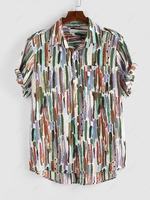 ZAFUL Colored Print High Low Shirt L Light blue