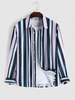 ZAFUL Colored Striped Long Sleeve Shirt M Blue