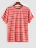 ZAFUL Colored Stripes Pattern Casual T-shirt M Light pink