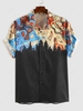 ZAFUL Colored Swirl Rock Pattern Shirt Xl Black
