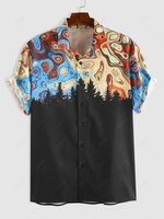 ZAFUL Colored Swirl Rock Pattern Shirt Xl Black