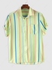 ZAFUL Colored Vertical Striped Print Shirt L Light green