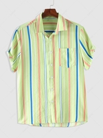 ZAFUL Colored Vertical Striped Print Shirt M Light green