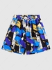 ZAFUL Colorful Paint Print Casual Shorts L Blue