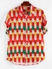 ZAFUL Colorful Pinstripe Geometric Festival Shirt S Red