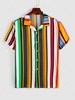 ZAFUL Colorful Rainbow Pattern Jacquard Stripe Short Sleeve Shirt M