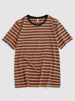 ZAFUL Colorful Stripe Short Sleeve T-shirt L