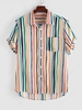ZAFUL Colorful Striped Pattern Button Down Shirt M White