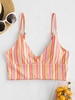 ZAFUL Colorful Striped Ribbed Cropped Bikini Top 2xl Light pink